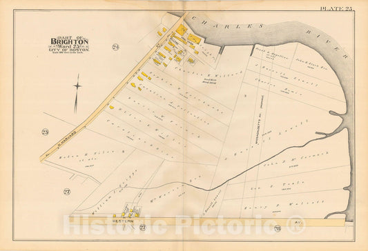 Historic Map : Atlas City of Boston, Volume 7, Brighton Mass., Allston & Brighton 1890 Plate 025 , Vintage Wall Art