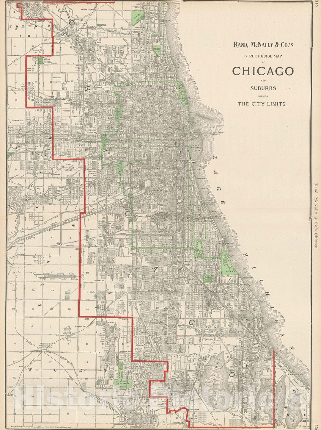 Historic Map : Chicago 1903 , Rand McNally Business Atlas , v2, Vintage Wall Art