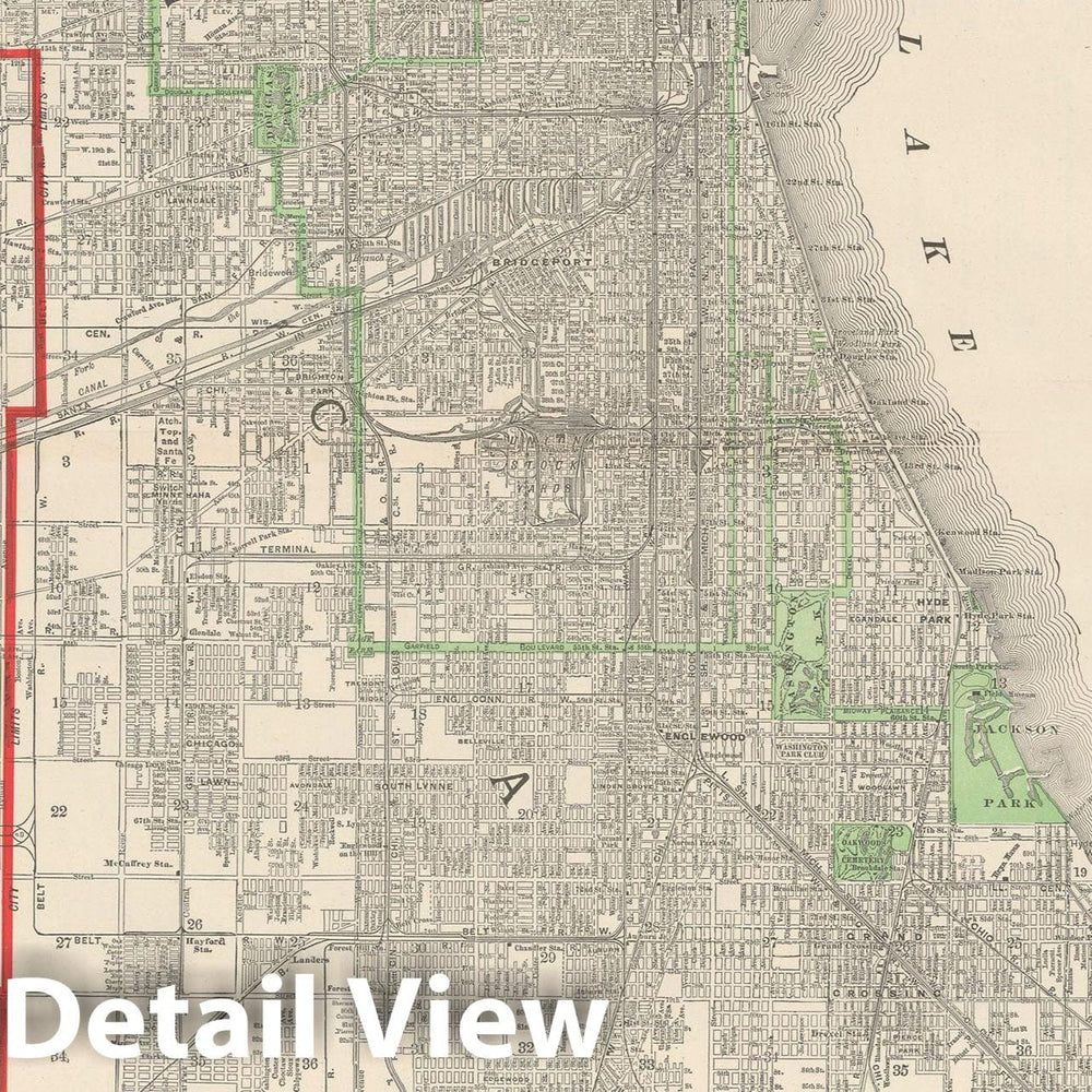 Historic Map : Chicago 1903 , Rand McNally Business Atlas , v2, Vintage Wall Art