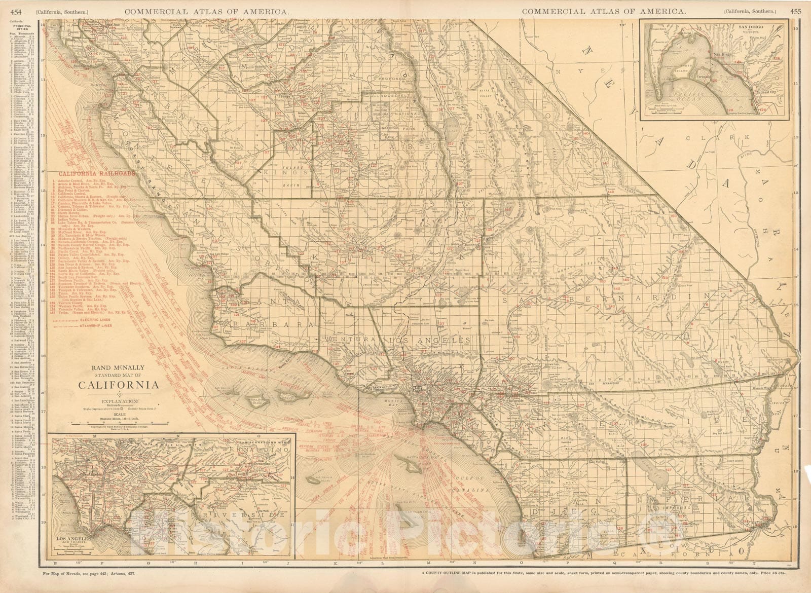 Historic Map : California 1925 , Vintage Wall Art