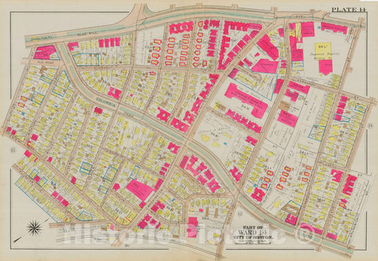 Historic Map : Atlas City of Boston, Dorchester, Dorchester 1933 Plate 014 , Vintage Wall Art