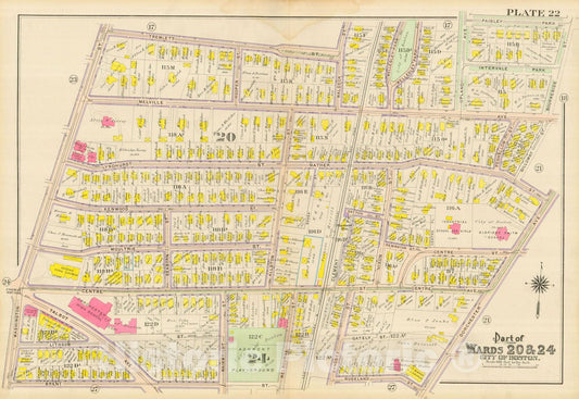 Historic Map : Atlas City of Boston, Dorchester, Dorchester 1910 Plate 022 , Vintage Wall Art
