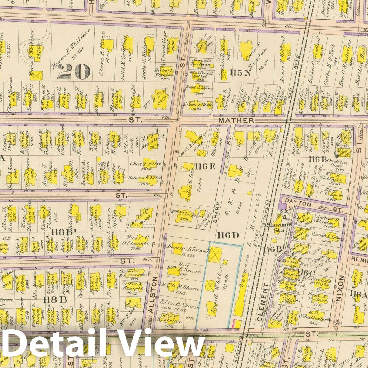 Historic Map : Atlas City of Boston, Dorchester, Dorchester 1910 Plate 022 , Vintage Wall Art