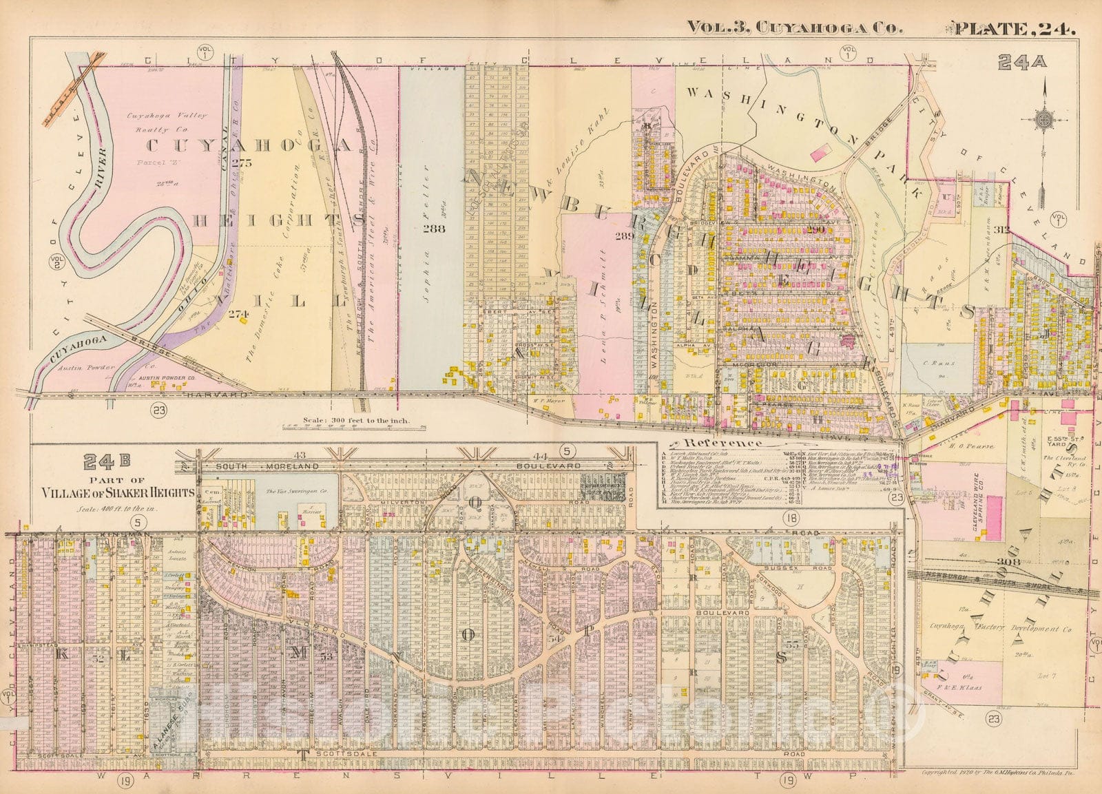 Historic Map : Plat Book of The City of Cleveland, Vol. Three, Cleveland 1920 Plate 024 , Vintage Wall Art
