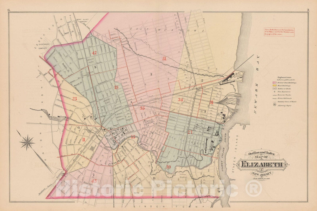 Historic Map : Elizabeth 1882 , Vintage Wall Art
