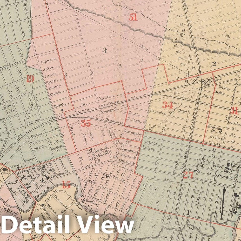 Historic Map : Elizabeth 1882 , Vintage Wall Art