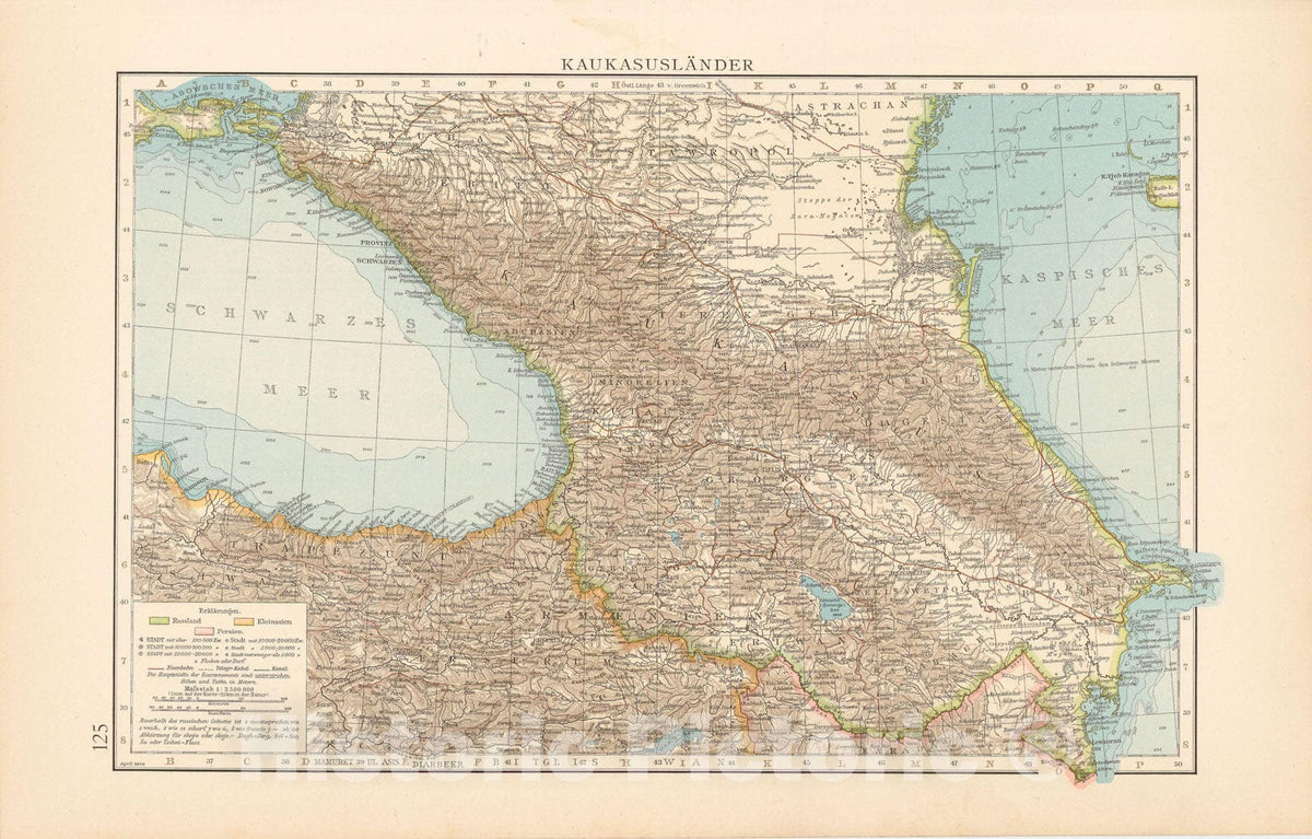 Historic Map : Russia 1899 , Andrees Allgemeiner Handatlas , v3, Vintage Wall Art