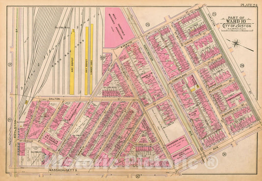 Historic Map : Atlas of Boston Proper, 1902 Plate 024 , Vintage Wall Art