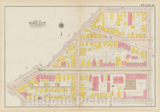 Historic Map : Atlas City of Boston: South Boston 1919 Plate 017 , Vintage Wall Art