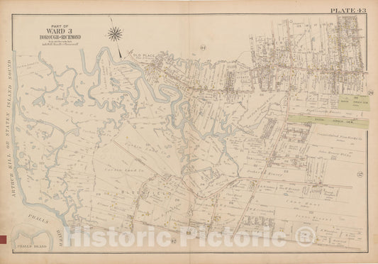 Historic Map : Atlas of Staten Island, Borough of Richmond, Vol 1, Staten Island 1917 Plate 043 , Vintage Wall Art