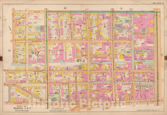 Historic Map : Atlas City of Newark, Newark 1901 Plate 008 , Vintage Wall Art
