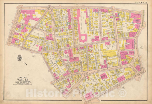 Historic Map : Atlas City of Boston, Roxbury, Roxbury 1915 Plate 005 , Vintage Wall Art