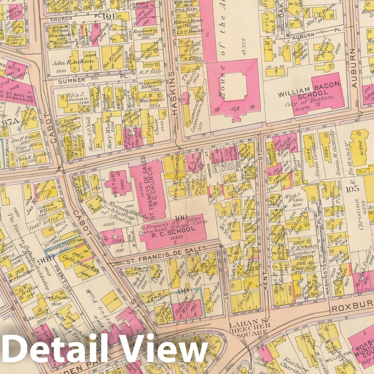 Historic Map : Atlas City of Boston, Roxbury, Roxbury 1915 Plate 005 , Vintage Wall Art