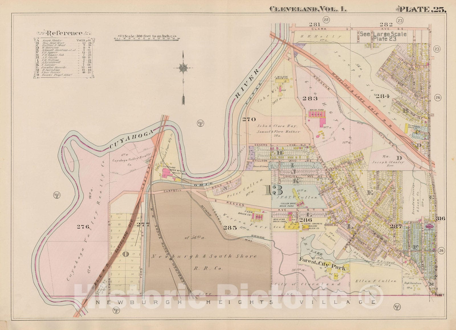 Historic Map : Plat Book of The City of Cleveland, Vol. One, 1912 Plate 025 , Vintage Wall Art
