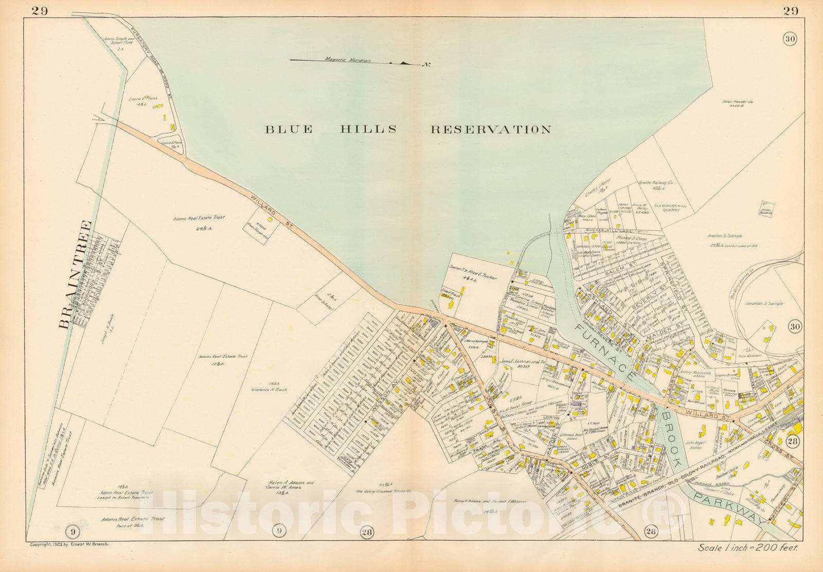 Historic Map : Atlas City of Quincy Norfolk County, Quincy 1923 Plate 029 , Vintage Wall Art