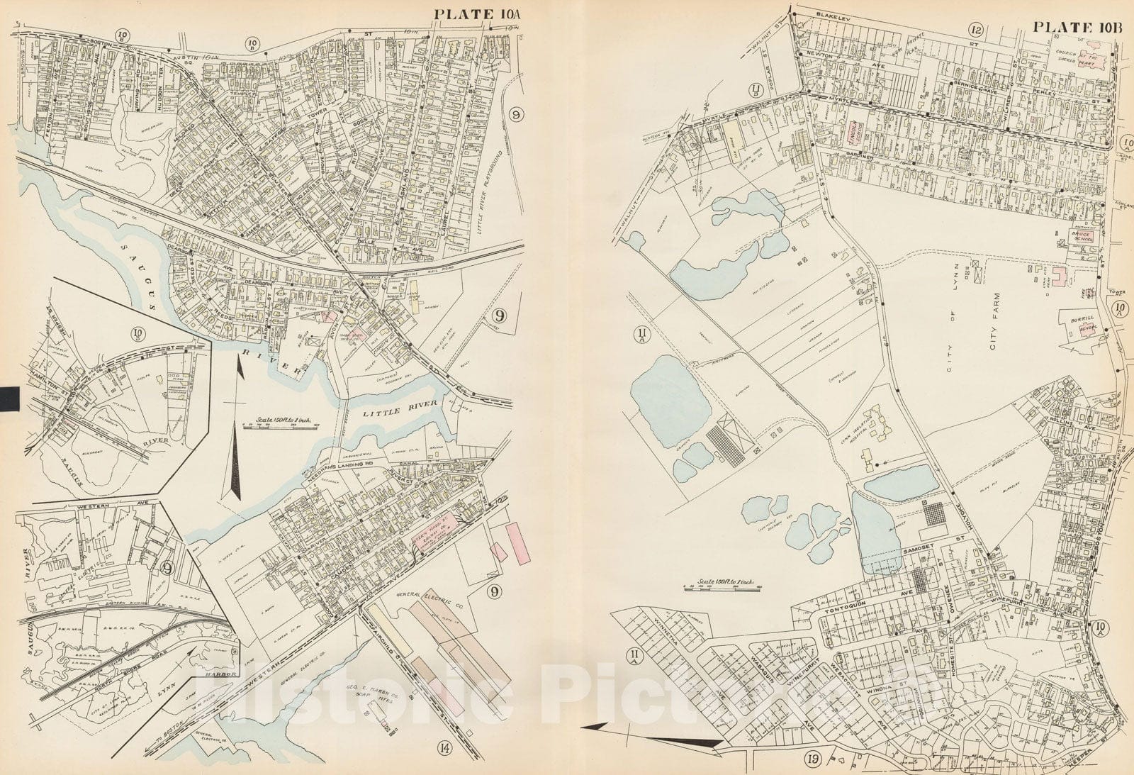 Historic Map : Atlas of Lynn, Nahant & Swampscott, Lynn 1924 Plate 010 , Vintage Wall Art