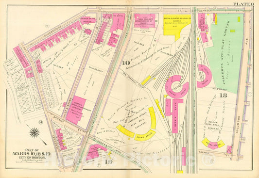 Historic Map : Atlas City of Boston, Roxbury, Roxbury 1906 Plate 008 , Vintage Wall Art