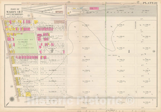 Historic Map : Atlas City of Boston: Charlestown and East Boston, East Boston 1912 Plate 023 , Vintage Wall Art