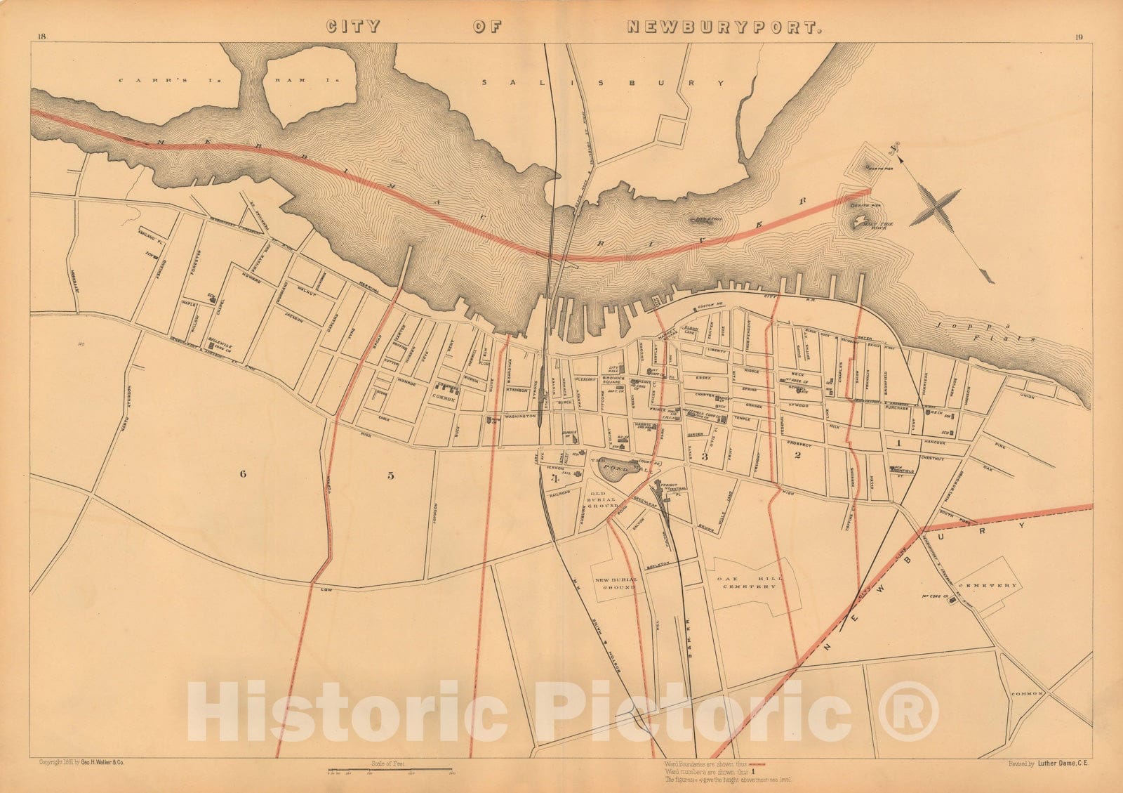 Historic Map : Atlas of Massachusetts, Newburyport 1891 , Vintage Wall Art