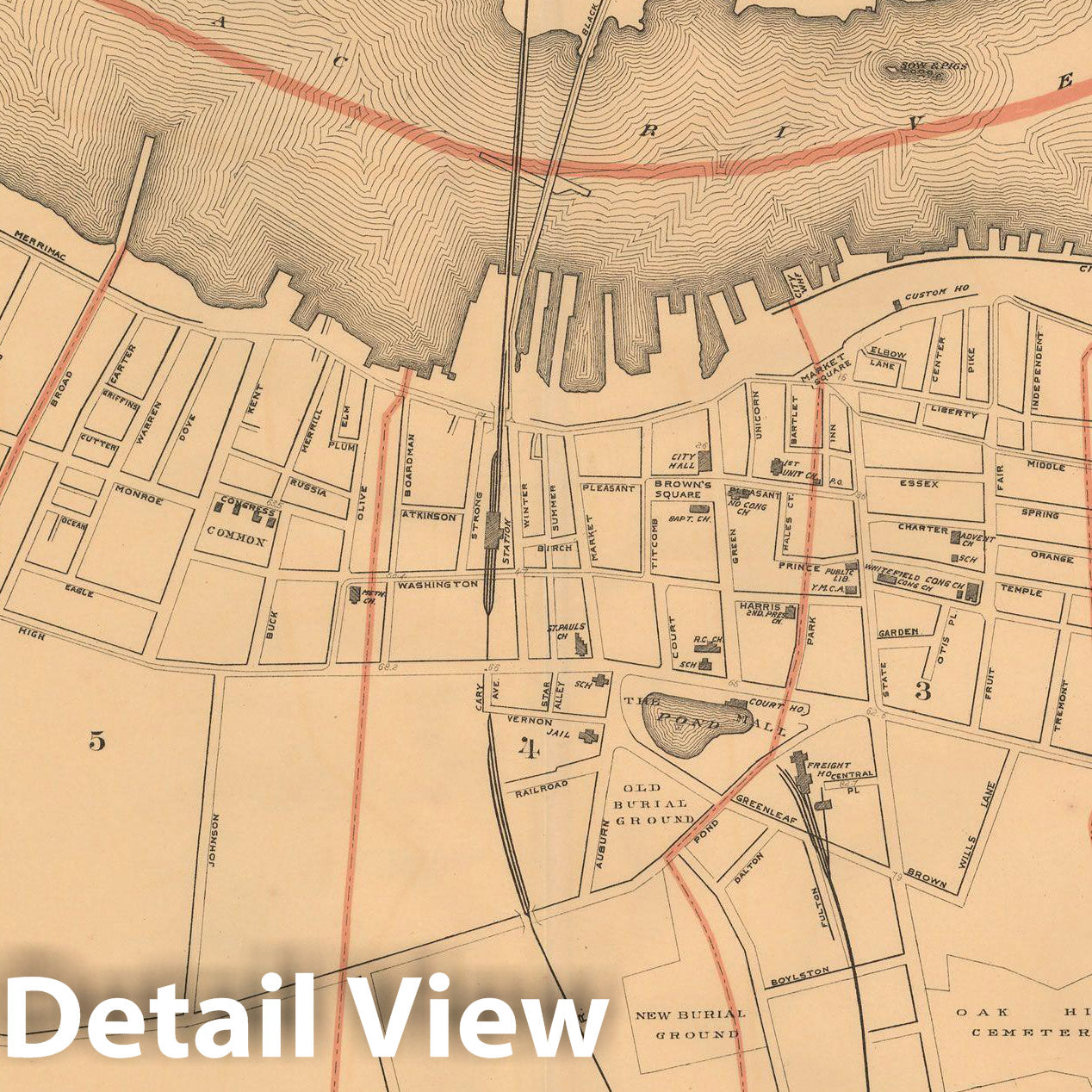 Historic Map : Atlas of Massachusetts, Newburyport 1891 , Vintage Wall Art