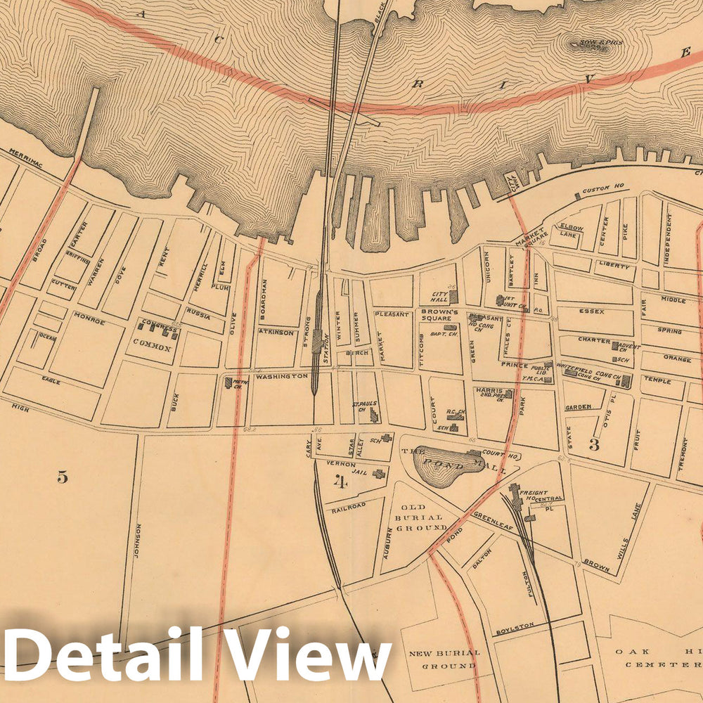 Historic Map : Atlas of Massachusetts, Newburyport 1891 , Vintage Wall Art
