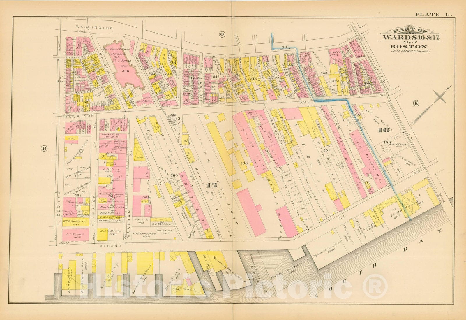 Historic Map : Atlas City of Boston, Boston Proper, Volume I, Boston 1883 Plate L , Vintage Wall Art