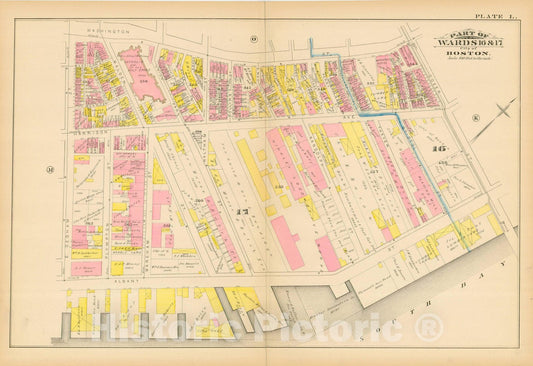 Historic Map : Atlas City of Boston, Boston Proper, Volume I, Boston 1883 Plate L , Vintage Wall Art