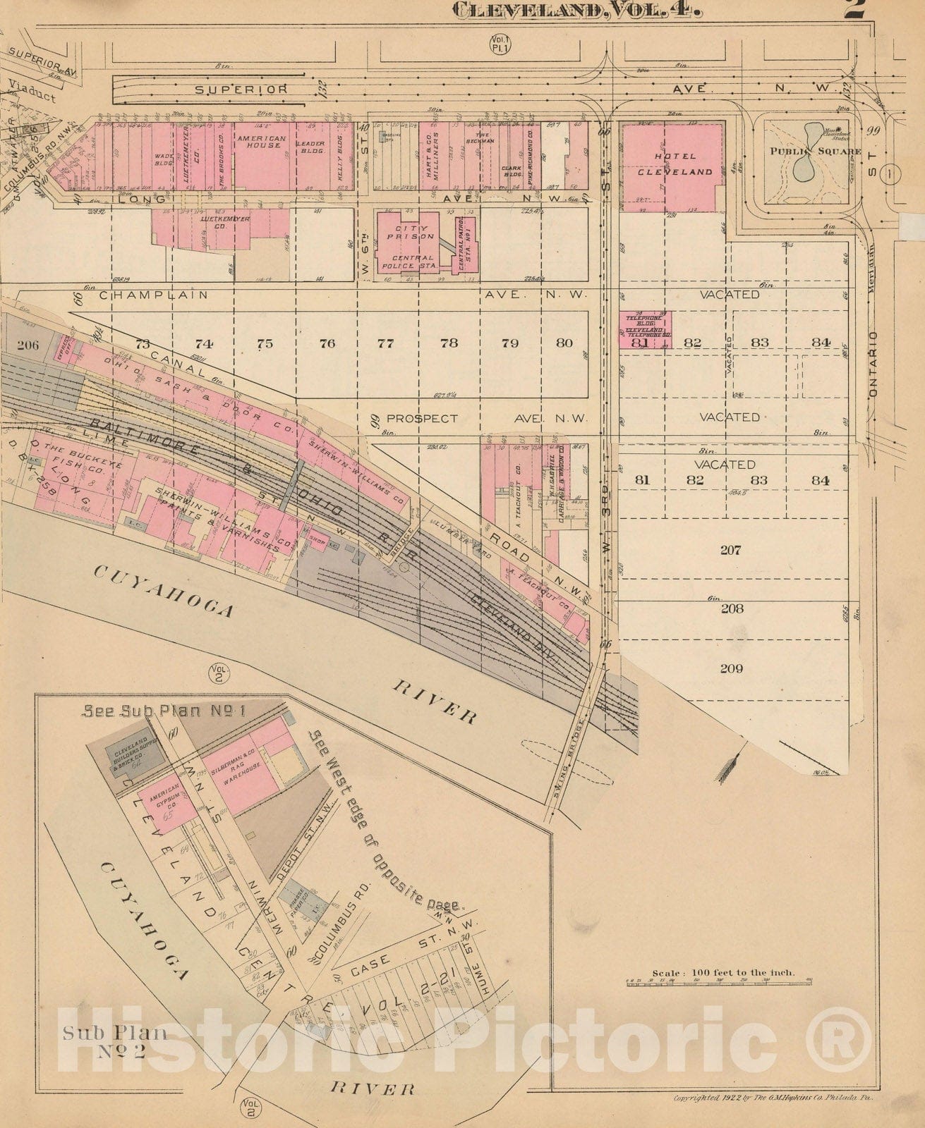 Historic Map : Atlas City of Cleveland, Vol. Four, Cleveland 1922 2R , Vintage Wall Art