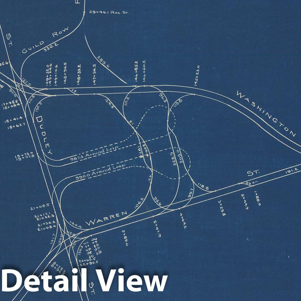 Historic Map : Boston Elevated Railway Track Plans, Roxbury 1936 Plate 006 , Vintage Wall Art