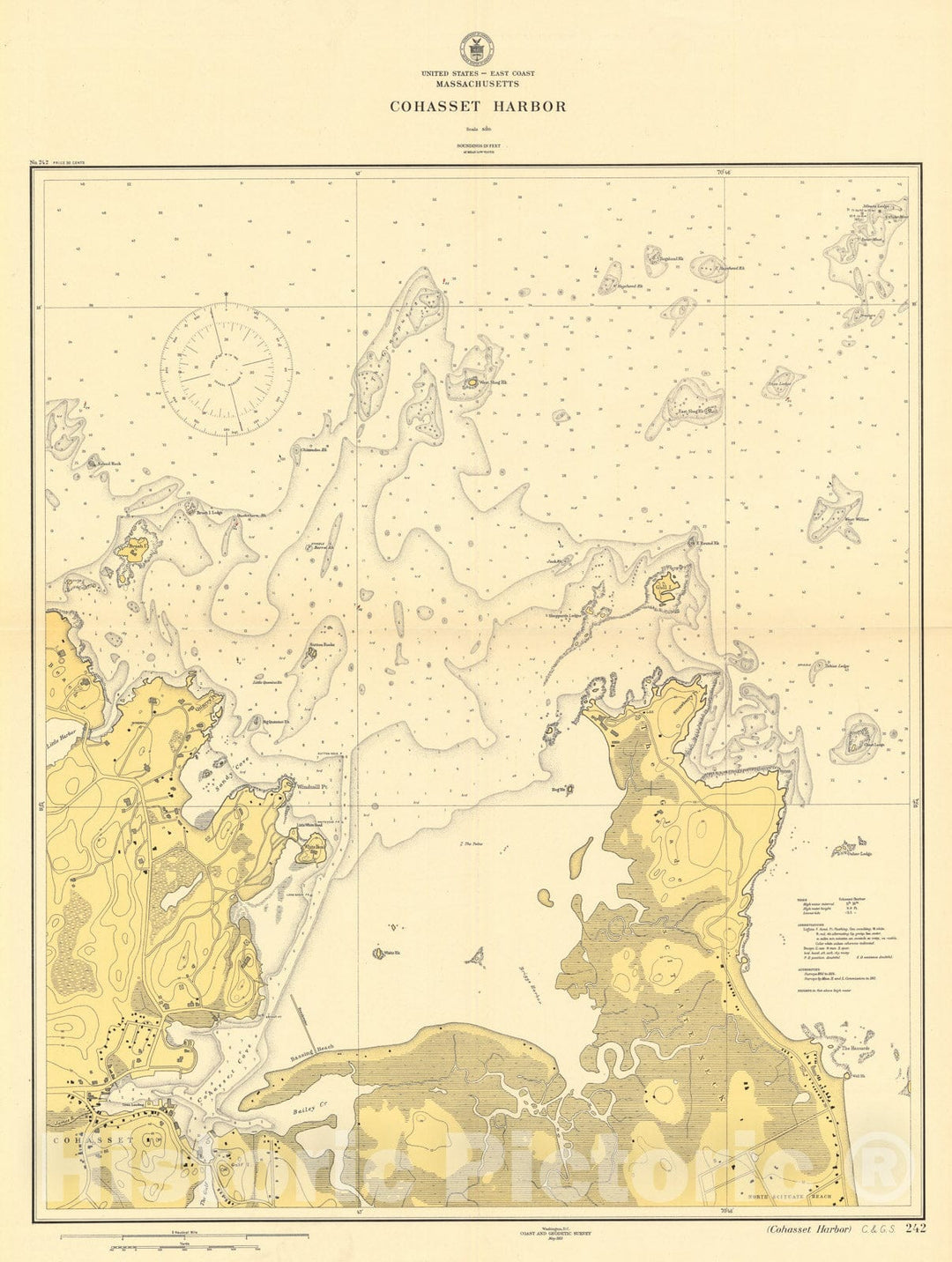 Historic Map : Cohasset 1915 Topographic Map , v2, Vintage Wall Art