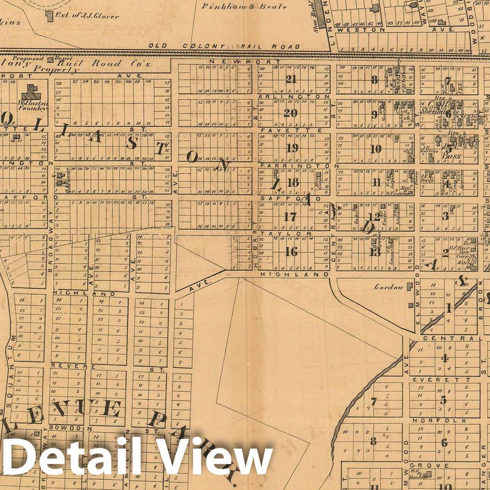 Historic Map : Atlas of Norfolk County, Wollaston 1876 , Vintage Wall Art