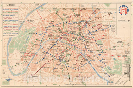 Historic Map : Europe, Paris 1931 , Vintage Wall Art