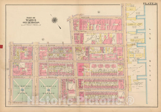 Historic Map : Atlas City of Boston, Boston Proper and Back Bay, Boston 1922 Plate 026 , Vintage Wall Art