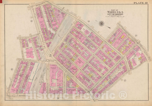 Historic Map : Atlas City of Boston: Boston Proper and Back Bay, Boston 1928 Plate 018 , Vintage Wall Art