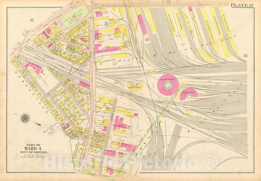 Historic Map : Atlas City of Boston: Charlestown and East Boston, Charlestown 1912 Plate 017 , Vintage Wall Art
