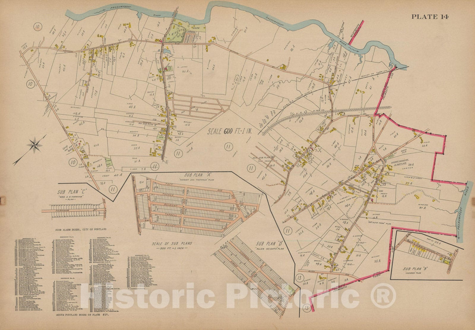 Historic Map : Atlas City of Portland, Portland 1914 Plate 014 , Vintage Wall Art