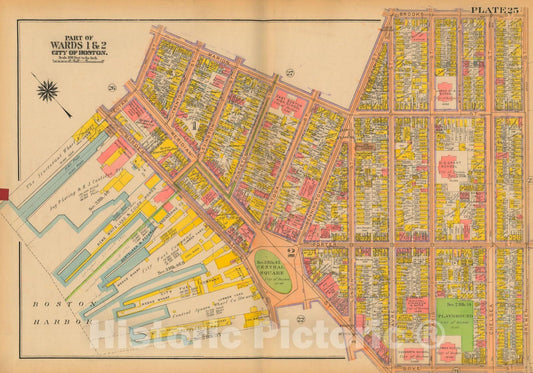 Historic Map : Atlas City of Boston: Charlestown and East Boston, East Boston 1922 Plate 025 , Vintage Wall Art