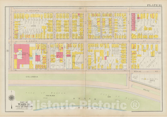 Historic Map : Atlas City of Boston: South Boston 1919 Plate 019 , Vintage Wall Art