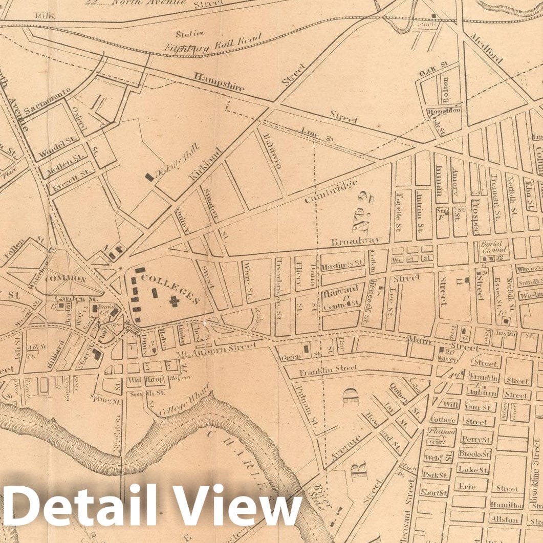 Historic Map : Cambridge 1856 , Vintage Wall Art