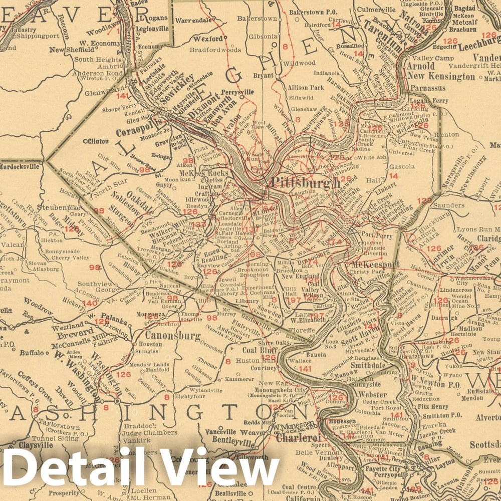 Historic Map : Commercial Atlas of America, 56th Edition, Pittsburgh 1925 , Vintage Wall Art