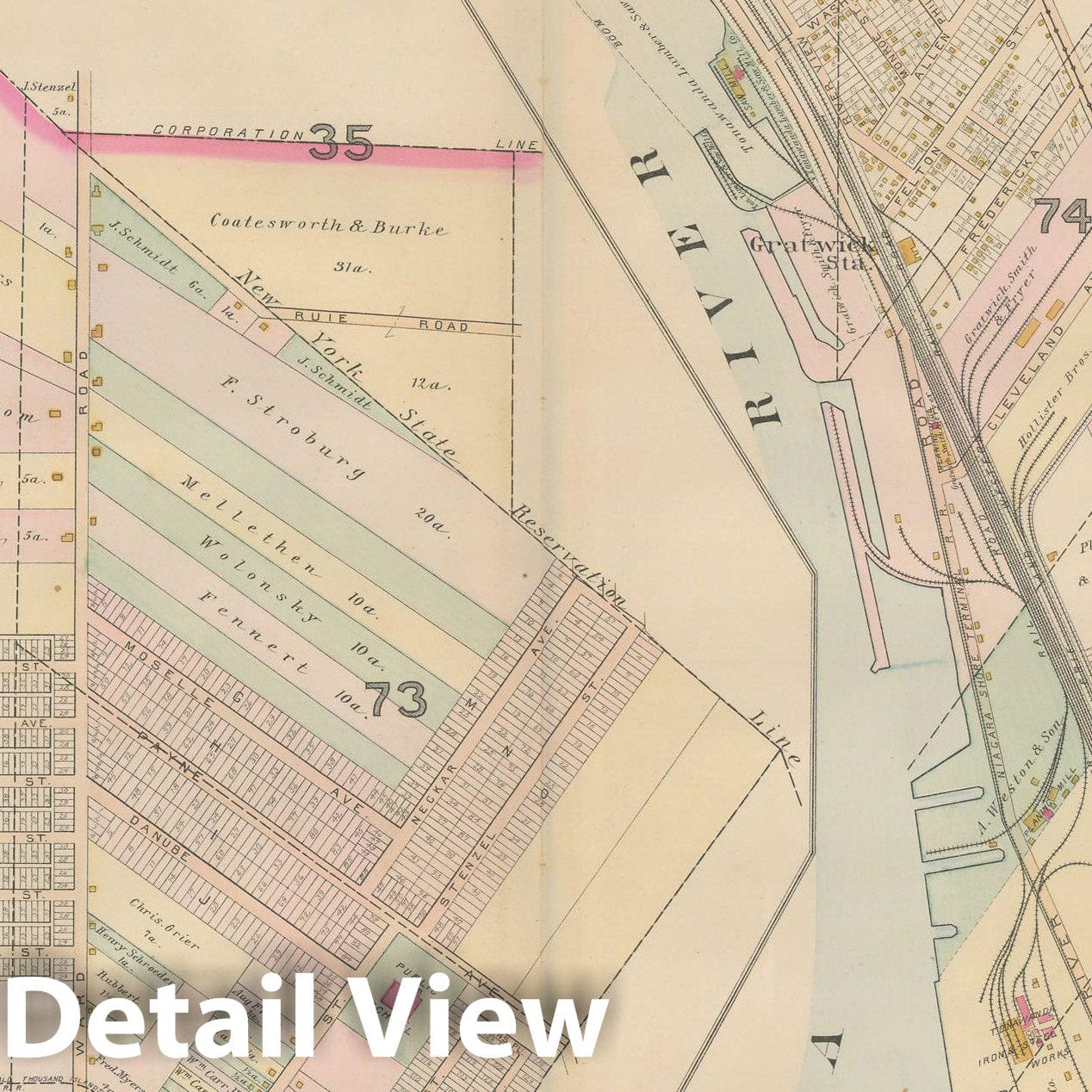 Historic Map : Atlas of Niagara Falls, North Tonawanda and Buffalo, NY, North Tonawanda 1893 Plate 011 , Vintage Wall Art