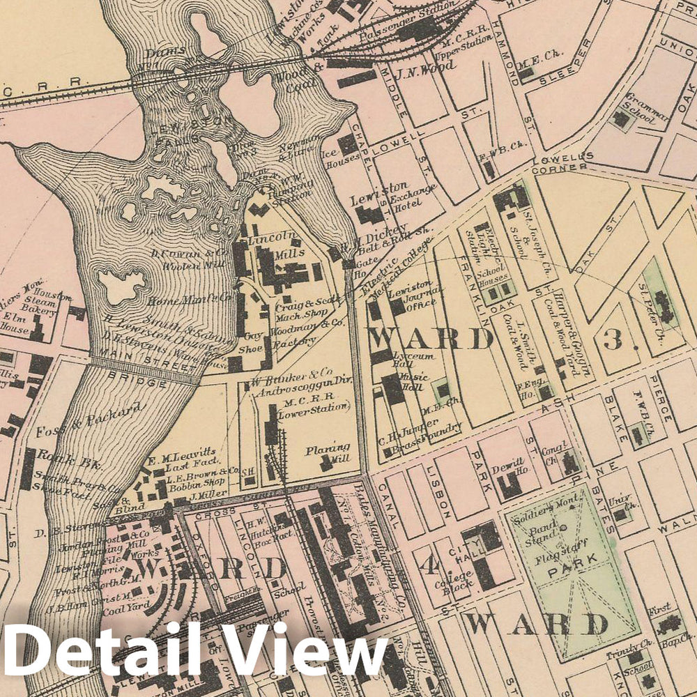 Historic Map : Atlas of Maine, Auburn & Lewiston 1885 , Vintage Wall Art