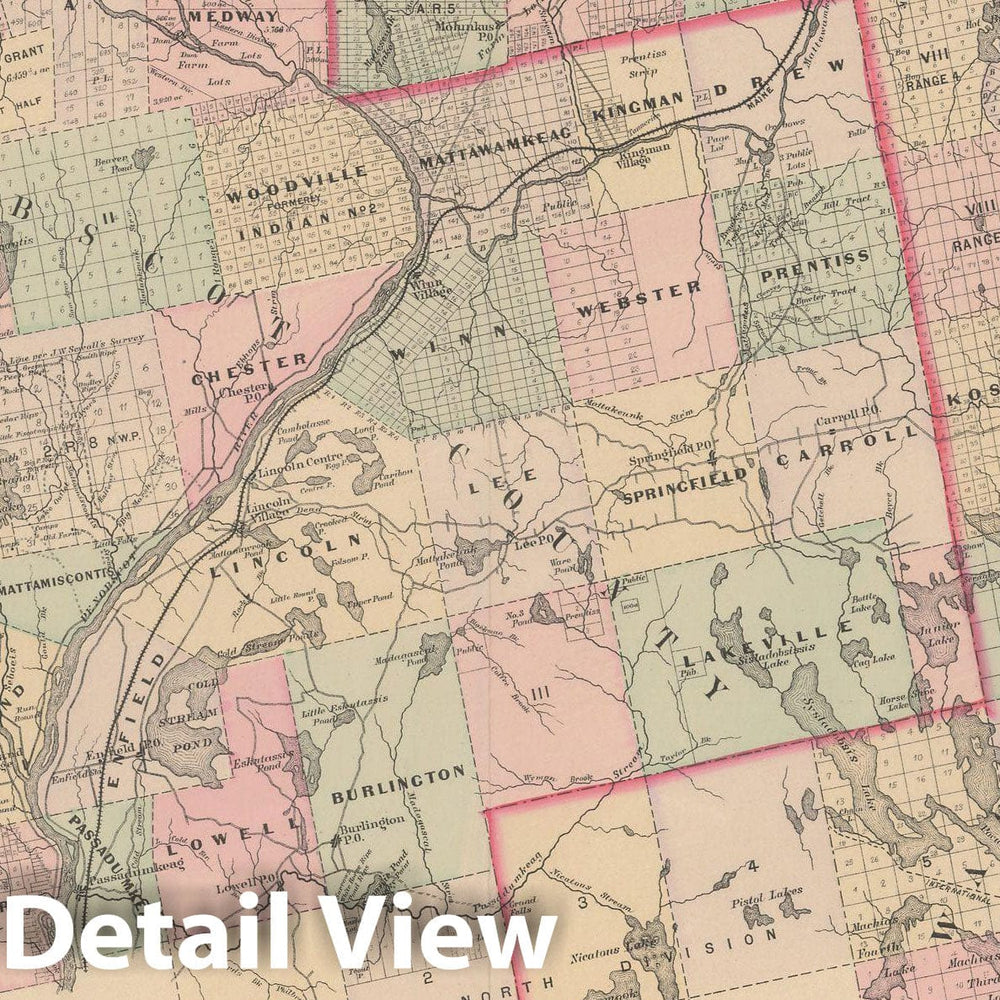 Historic Map : Atlas of Maine, Timberlands #3 1885 , Vintage Wall Art