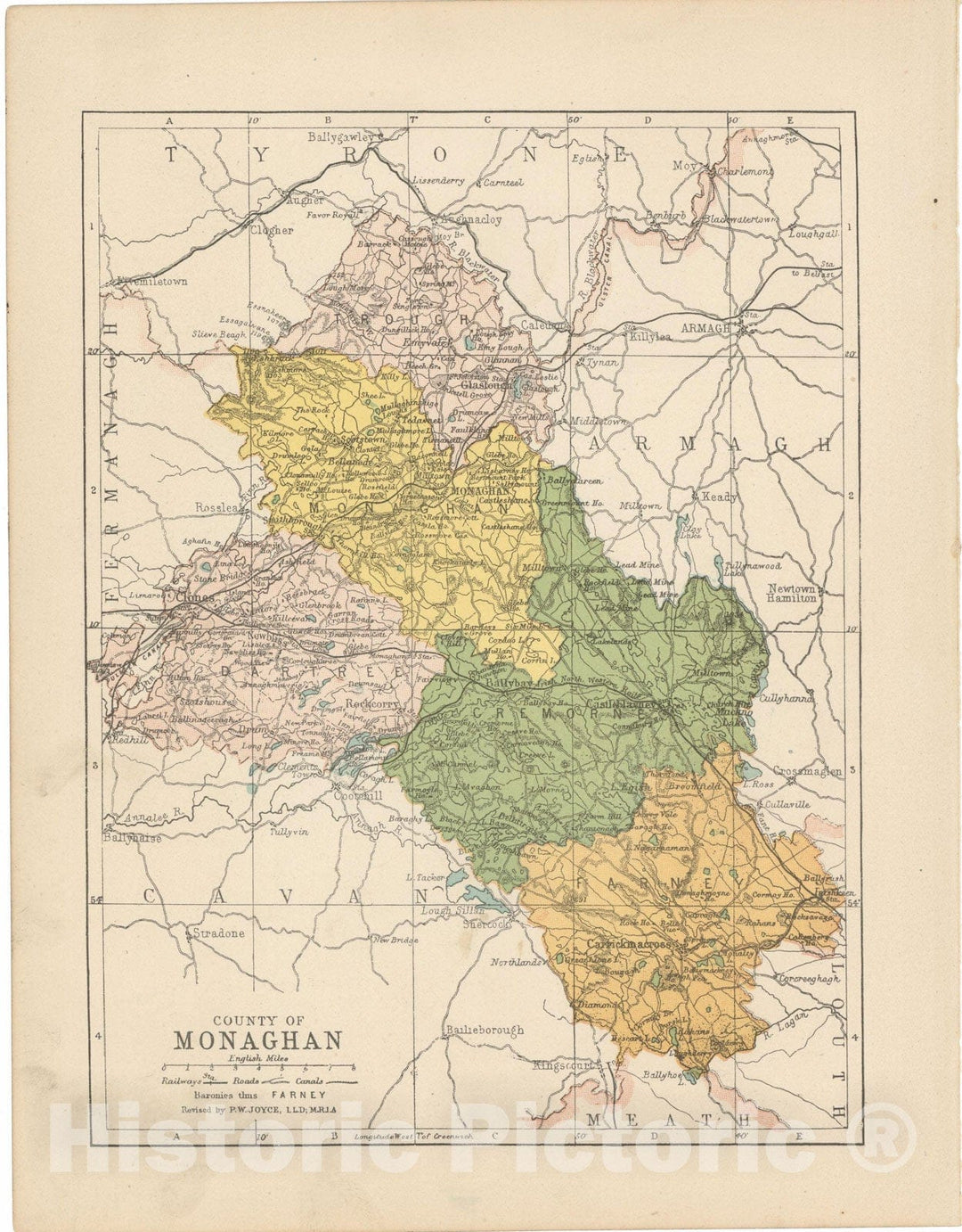 Historic Map : Irish County Maps, Monaghan 1900 , Vintage Wall Art