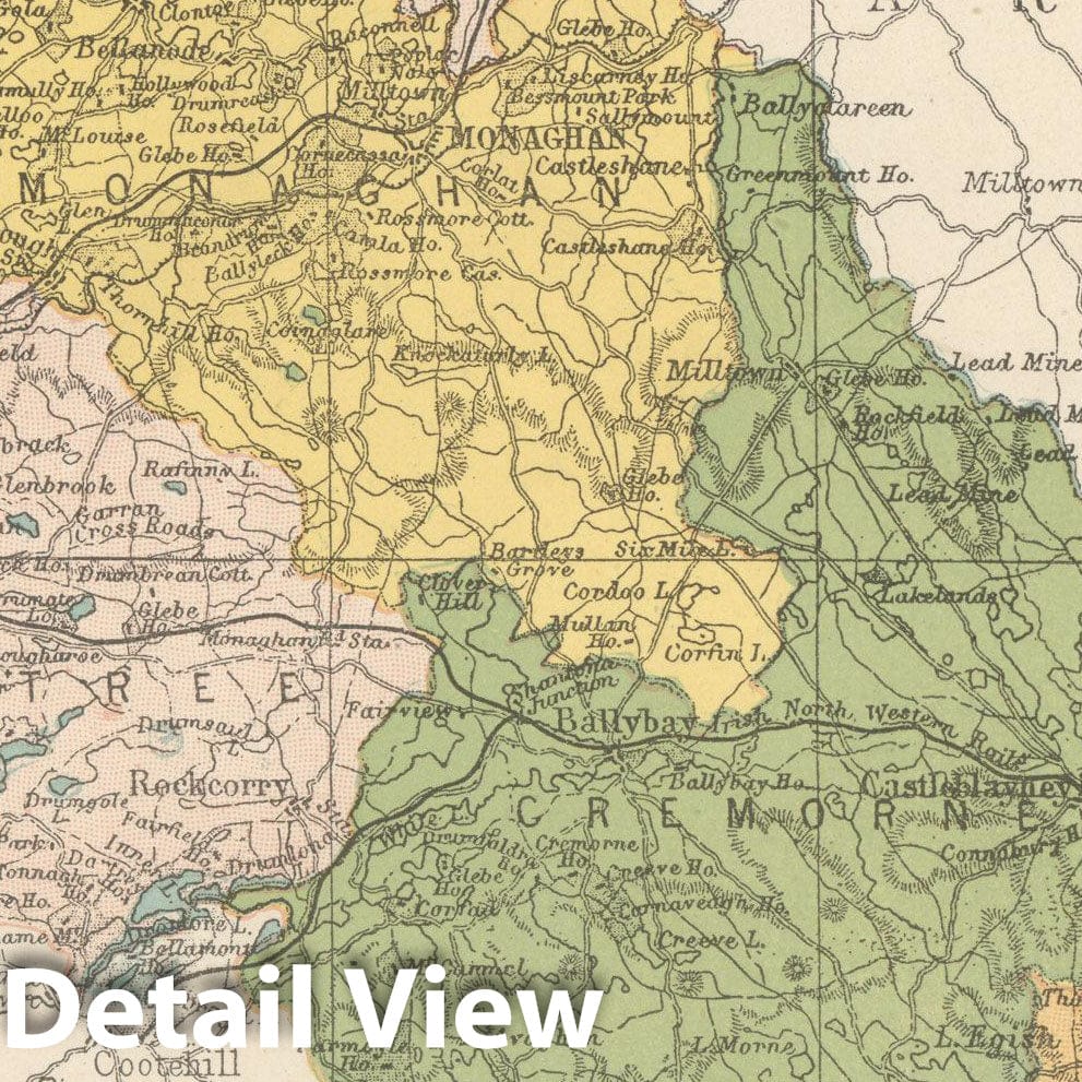 Historic Map : Irish County Maps, Monaghan 1900 , Vintage Wall Art