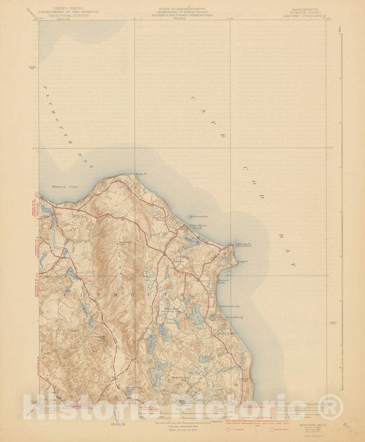 Historic Map : USGS 7.5 Minute Sheets and Quadrangles, Manomet & Plymouth 1942 Topographic Map , Vintage Wall Art