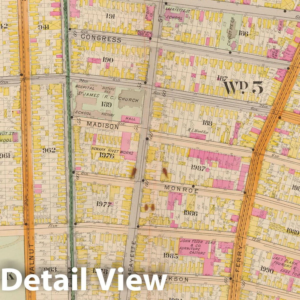 Historic Map : Atlas City of Newark, Newark 1901 Plate 028 , Vintage Wall Art