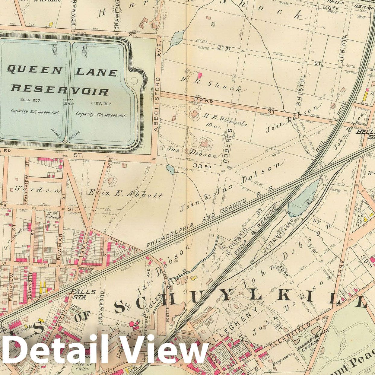 Historic Map : Baist's Property Atlas of Philadelphia, Philadelphia 1895 Plate 036 , Vintage Wall Art