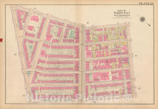 Historic Map : Atlas City of Boston, Boston Proper and Back Bay, Boston 1922 Plate 025 , Vintage Wall Art