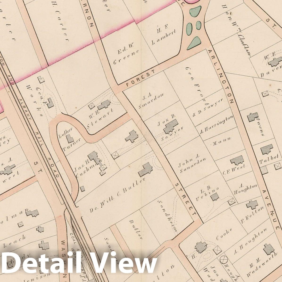 Historic Map : City of Newton, Middlesex County, Newton 1874 Plate F , Vintage Wall Art
